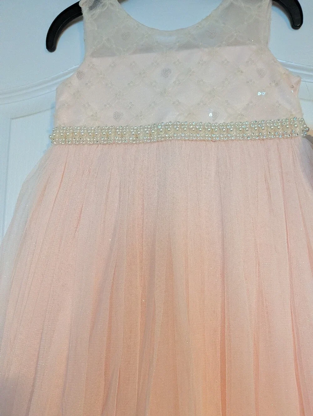 American Princess Light Pink Tulle Formal Dress with Beaded Waist